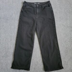 Old Navy Jeans Womens 14 Black High Rise Wow Wide‎ Leg Stretch Denim Pants